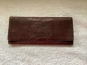 Antique Early 1900s LeatherAccordion Style Billfold Brown Wallet Clutch used - Picture 1 of 10