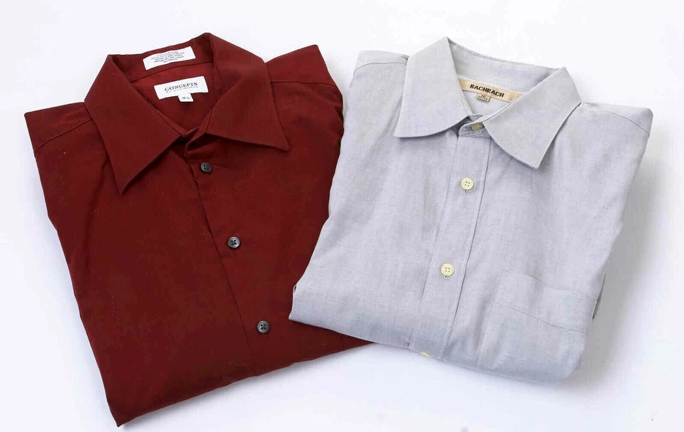 Lote de dos camisas de vestir grandes de manga larga 100 % algodón para hombre  Foto 1 de 4