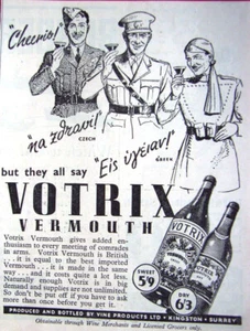 Anuncio original de bebidas 'VOTRIX VERMUTH': impresión pequeña de la Segunda Guerra Mundial 1941 AD - Imagen 1 de 1