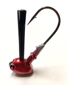 Lot Of 5 - 3/8 Oz Brush Jig Heads With *Gamakatsu* Hooks - Candy Red Color - Picture 1 of 2