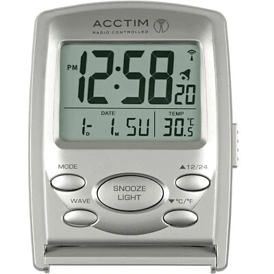 Acctim Vista Digital Travel Alarm Clock Radio Controlled Date & Temp Folding - Image 1 of 4
