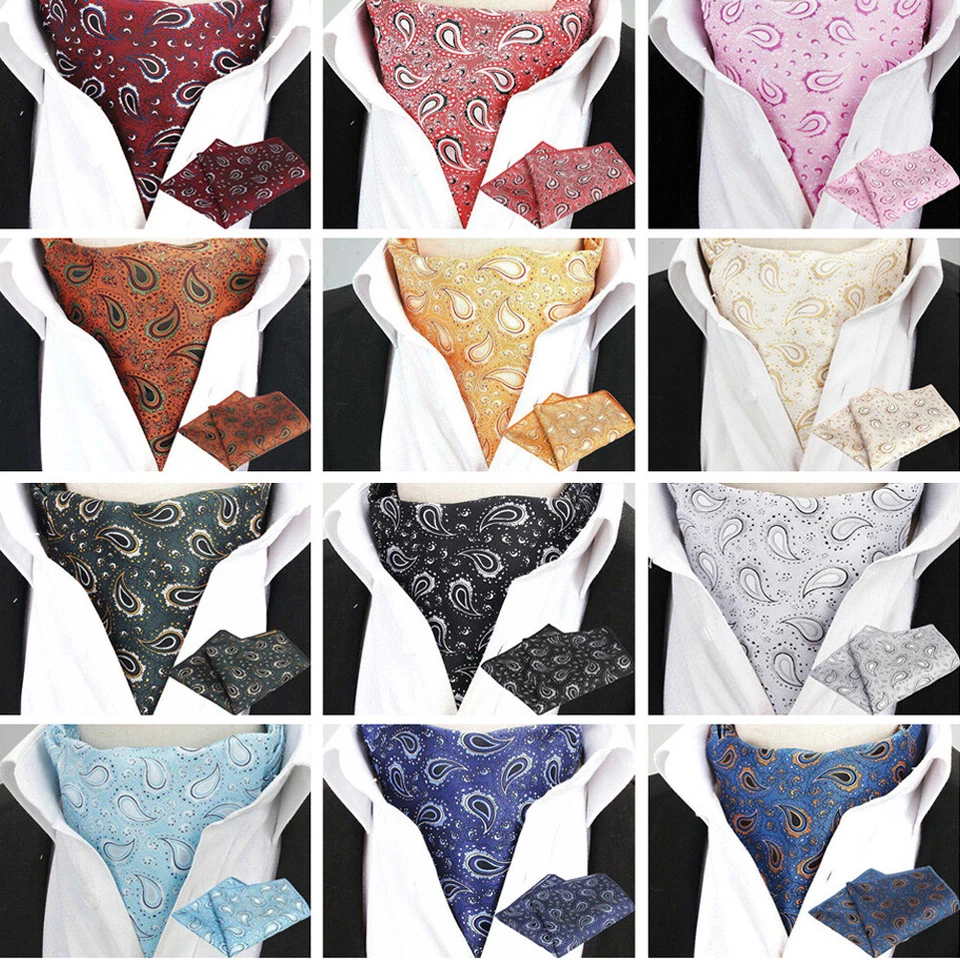 Мужской галстук с цветком пейсли галстук аскот комплект свадебная вечеринка официальный галстук лот   - Изображение 1 из 1