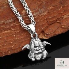 Men's Nordic Viking Crow Face Pendant Stainless Steel Necklace Jewelry Gift