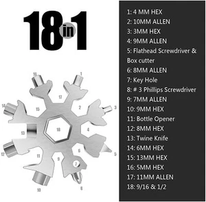 Schneeflocke Multi-Tool 18 in 1 20in1 Tragbares Edelstahl-Multifunktionswerkzeug - Bild 1 von 16