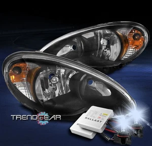 FOR 06-10 CHRYSLER PT CRUISER CRYSTAL STYLE HEADLIGHTS LAMPS BLACK W/8000K HID - Picture 1 of 4
