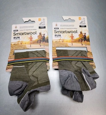 2 PAIR Smartwool Mens Womens Run Zero Cushion Low Ankle Socks Large Made In USA - Image 1 of 4