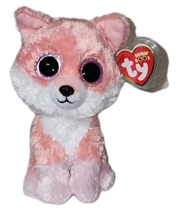 Ty Beanie Boos - VIXEN the Pink & White Fox 6" NEW Plush Stuffed Animal Toy - Picture 1 of 8