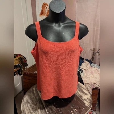 Camiseta sin mangas Eileen Fisher mujer roja/naranja lana talla grande 1X 100 % lana Foto 1 de 4