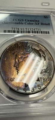 1935 $1 Peace Dollar PCGS  Genuine Color Tone #62 - Image 1 of 4