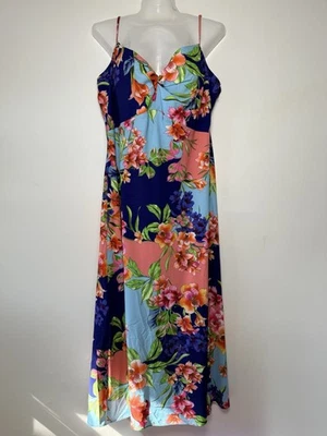 Vestido midi Guess multicolor floral con correa de espagueti incorporado sujetador para mujer talla 14 Foto 1 de 4