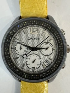 DKNY Womens Watch NY4361 Crystal Inside Case Chronograph Yellow Leather Band - Picture 1 of 4