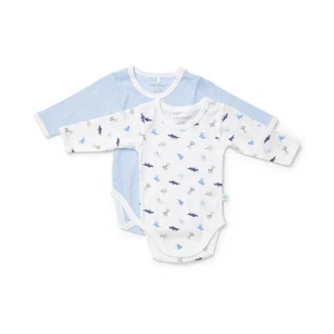 Baby Boys Marquise 2 Pack Animals & Stripes Cotton Long Sleeve Bodysuit - Picture 1 of 5
