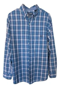Chaps Herren L kariertes Button Down Hemd blau weiß langarm Freizeit gebraucht - Bild 1 von 10