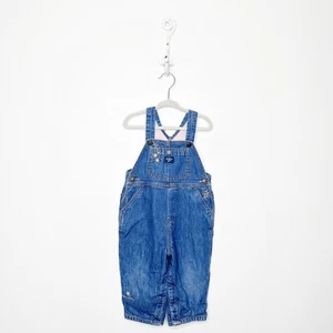 VTG OSHKOSH Denim daisy embroidered overalls lined baby girl 18M - Picture 1 of 8