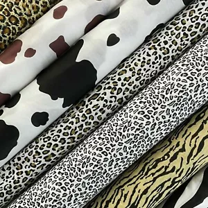 Polycotton Fabric Animal Print Tiger Zebra Leopard Cow Poly Cotton Material 44" - Picture 1 of 29