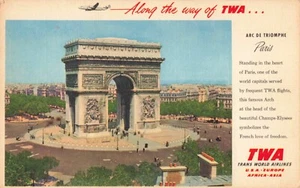 Parigi Francia, Arco di Trionfo TWA Emissione Compagnia Aerea, Cartolina d'epoca - Foto 1 di 2