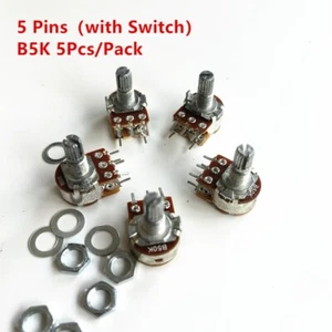 5 Stück B5K 5K WH148 5-poliges Potentiometer mit Schalterwelle 15 mm 5 Pin - Bild 1 von 5