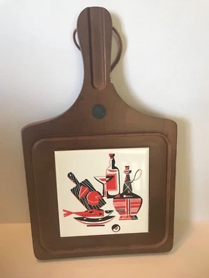 Vintage Wooden Ceramic Tile Cheese Cutting Board  made in Japan - Image 1 of 4