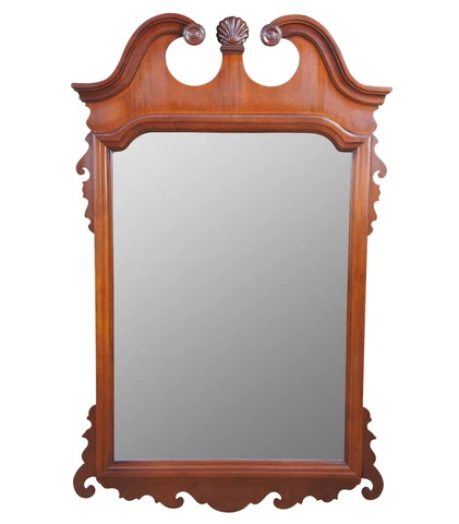 Vintage American Mahogany Chippendale Style Carved Over Mantel Wall Mirror 50" Cover