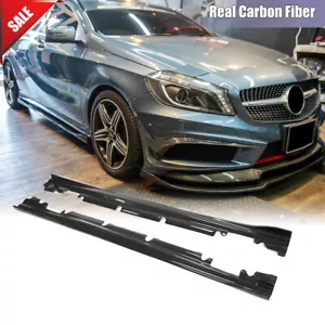 Carbon Side Skirts Splitter Extension Lip For Benz W176 A200 A250 A45 13-18 - Picture 1 of 12