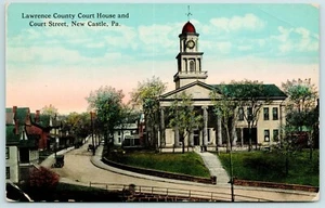 Nuovo Castello Pennsylvania ~ 12:15 PM sulla Torre dell'Orologio di Corte ~ Curva su Corte St 1910 - Foto 1 di 3