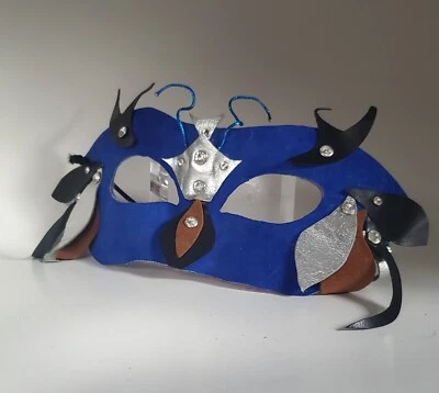 Hand Made Blue Suede Cosplay Renaissance Mask - Image 1 of 4