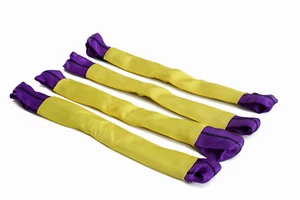 4x Securing Alloy Wheel link Straps Axle Recovery Vehicle Trailer Purple Yellow - Picture 1 of 3