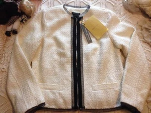 PAMELA DENNIS Couture Creme Tweed Abend Sakko Anzug Blazer Größe M - Bild 1 von 10