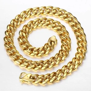 MEN'S HEAVY CHAIN 15MM 18K Gold Filled 50cm - 60cm Necklace Chain 159g - 205g - Picture 1 of 8