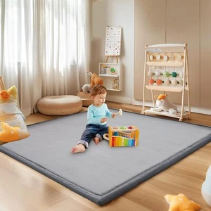 Baby Floor Play Mat,1.4" Thick Memory Foam Non-Slip 80"x70" Velvet Crawling Mat - Picture 1 of 15