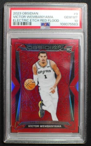 🌟 VICTOR WEMBANYAMA 2023-24 Panini Obsidian EE RED FLOOD RC #9 - PSA 10 Pop 12 - Picture 1 of 2