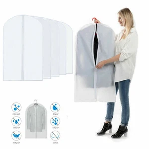 5pcs Clear Suit Cover Hanging Garment Storage Bag Dress Clothes Coat Dust-proof - Picture 1 of 12