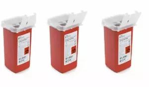 Sharps Container Biohazard 3(Each) Infectious Waste 1-Quart Needle Disposal - Picture 1 of 3
