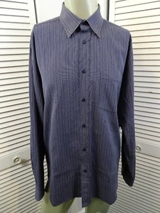 Camisa Para Hombres BUGATCHI UOMO A Rayas Ajustadas Manga Larga AZUL Y BLANCA Grande LG L Grande - Imagen 1 de 10