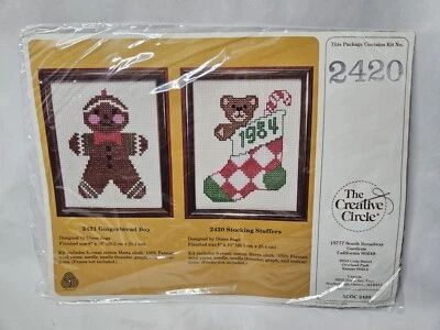 The Creative Circle Christmas Stocking Kit #2420 New 1984 Cross Stitch Wool Yarn - Image 1 of 4