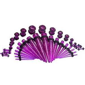 Ear Stretching Kit 24-36PCS 14G-00G Ear Gauges Expander Set Acrylic Tapers Plugs - Picture 1 of 35