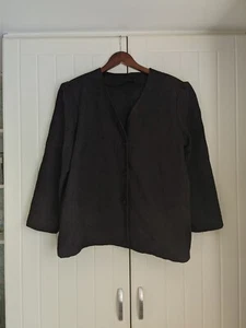 Schwarze Jacke ohne Marke Kunstwildleder bestickt Blumenmuster Anlass - Bild 1 von 5