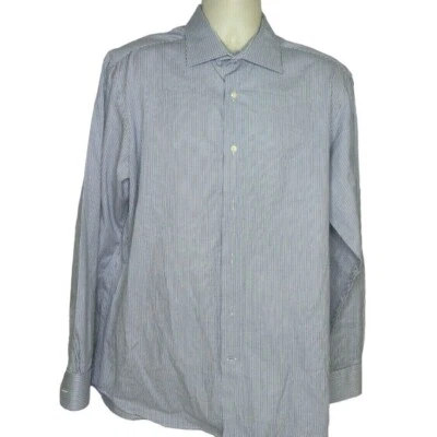 Saks Fifth Avenue Purple Black Striped Long Sleeve Dress Shirt Size Large 16.5 - Image 1 of 4