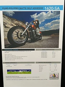 Poly Pro Matte White self adhesive w/lay flat liner 12x18 sheets (250 ct box) - Picture 1 of 3