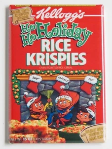 Caja de cereales IMÁN REFRIGERADOR CRUJIENTES ARROZ VACACIONES NAVIDAD - Imagen 1 de 3