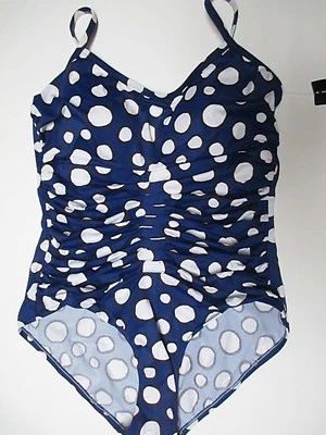 Traje de baño Inc International Concept cintura acanalada lunares índigo nuevo con etiquetas Foto 1 de 2