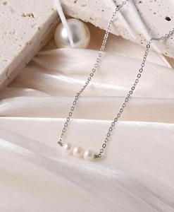 Modeschmuck Jubiläumstag Geschenk weiße Perlen Halskette für Muttertag Mama - Bild 1 von 9