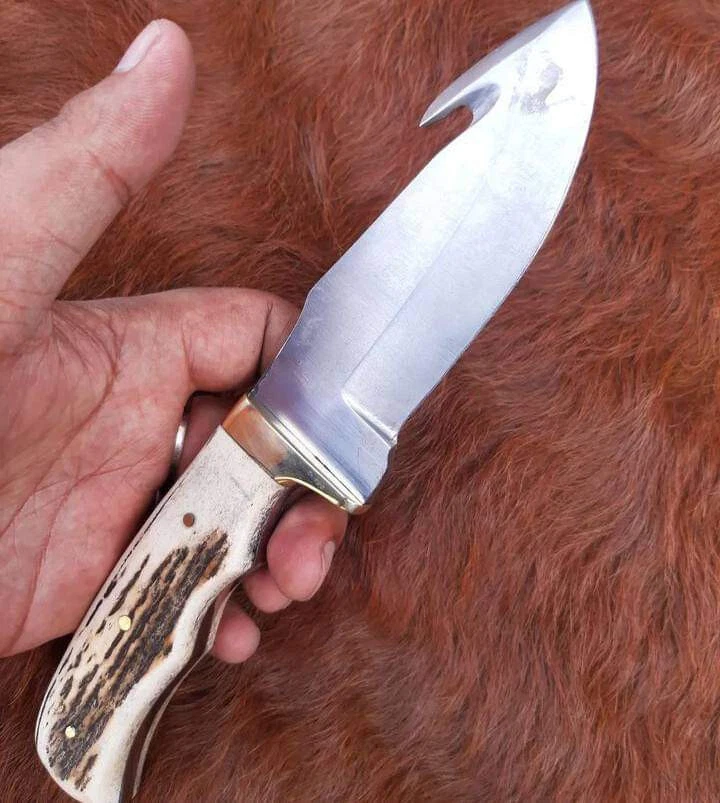 Cuchillo de hoja fija vintage con mango de ciervo | Lote de cuchillos | Regalo de Navidad | Exterior EE. UU. Foto 1 de 1