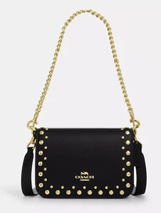 Coach Women's Black Quinn W/Rivets Shoulder/Crossbody Bag (CAK01) - NWT - Picture 1 of 7