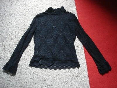 NUEVO CON ETIQUETAS $112 Hanky Panky Neiman Markus Firma Encaje Manga Larga Top Negro XL NUEVO Foto 1 de 4