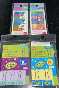 Daiso Japan Disney Monsters Inc And Toy Story Alien  Post-Its Set & Double Clips
