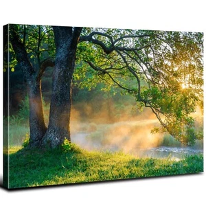 Forest Canvas Wall Art Green Nature Wall Decor Bedroom Oak Tree Pictures for ... - Picture 1 of 6