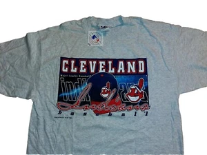 Cleveland Indians shirt New w Tags Large 90s VINTAGE Deadstock Chief Wahoo Last1 - Picture 1 of 7