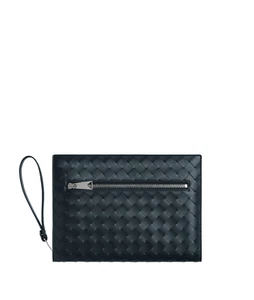 BOTTEGA VENETA $2300 Shadow Intrecciato Small Document Case WIth Wristlet New - Picture 1 of 3