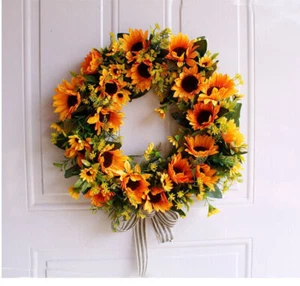 Simulation Sonnenblume Blumenkranz Tür hängen Floral Garland Hochzeitsdeko 40CM - Bild 1 von 5